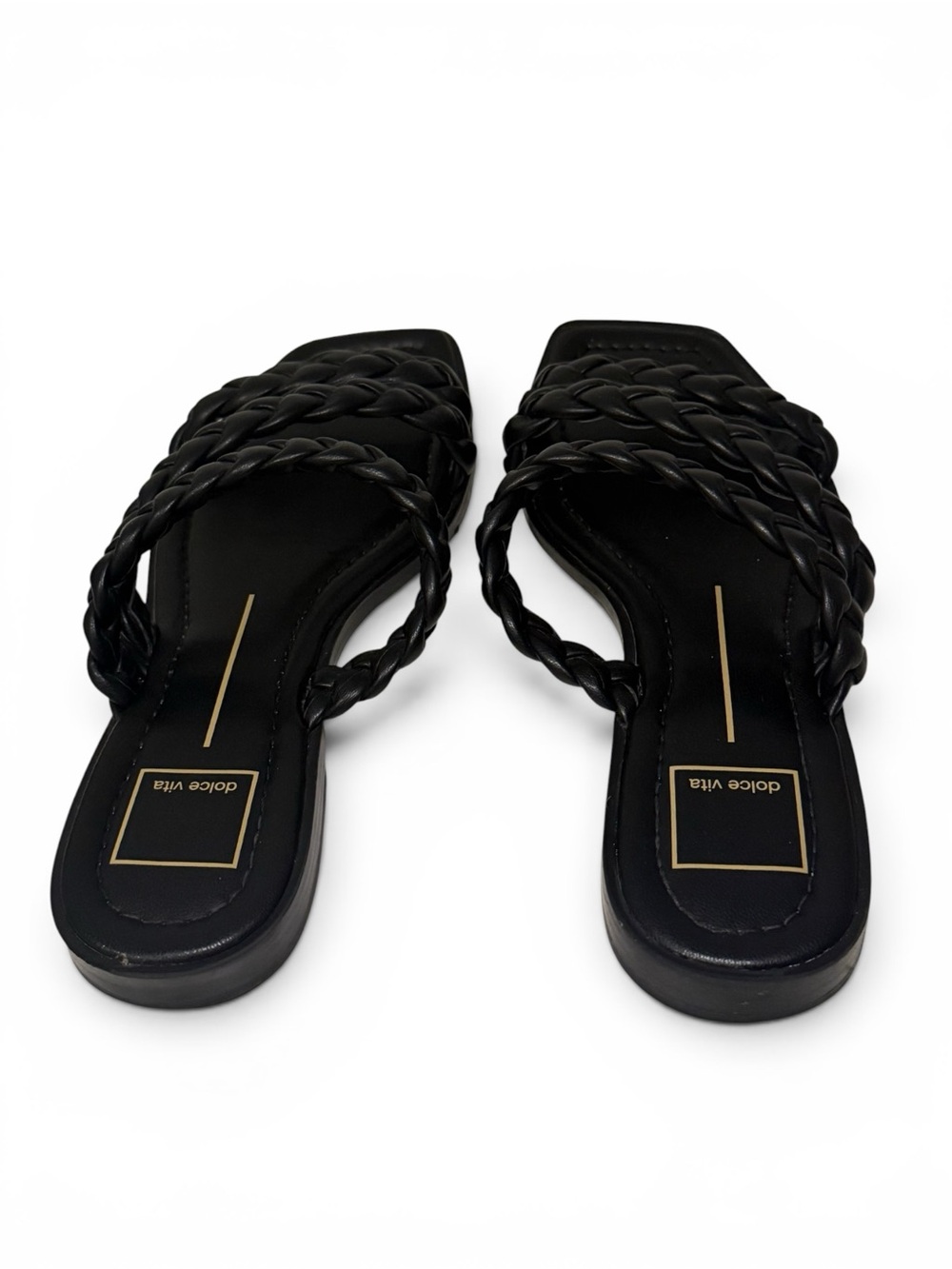 Dolce Vita Black Braided-Strap Slide Sandals - Picture 4 of 7